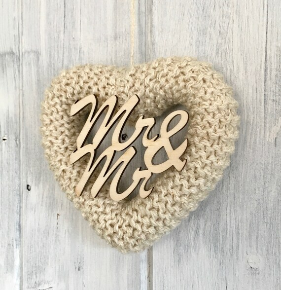 Knitted Wedding Heart Cream