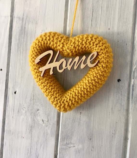 Knitted Heart Mustard Yellow