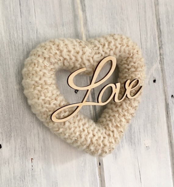 Knitted Wedding Heart Cream