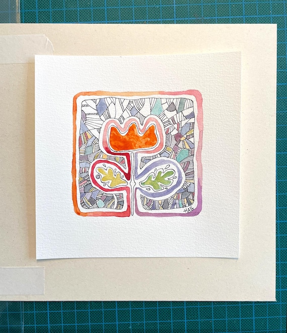 Hand-painted watercolor in pop art style | botanical mural | modern art | Listen2Art