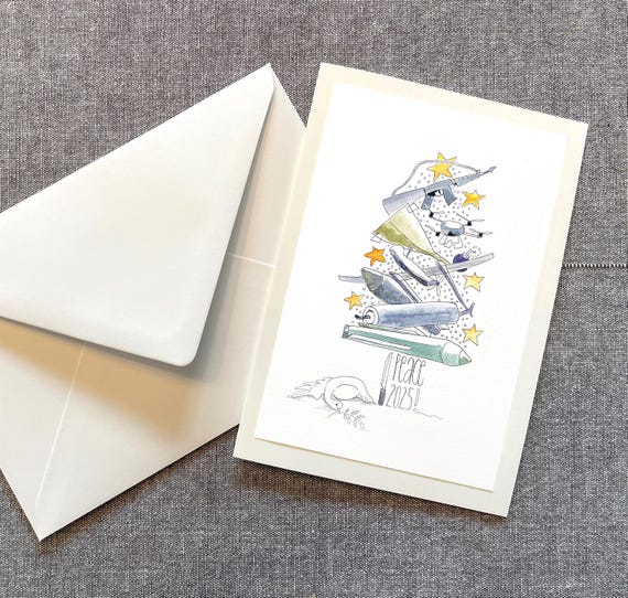 Weihnachtskarte für den Frieden | Klappkarte B6 mit Umschlag und Einlegeblatt