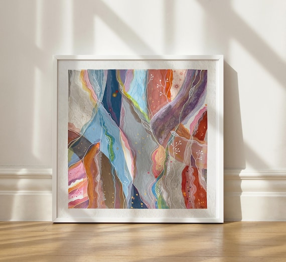 Soulscape – Intuitive Abstract Gouache and Watercolor Painting – Spiritual Energy Art, Original 40 x 40 cm