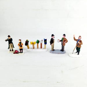 Lemax Village Retired Figurines - Friendly Discussion, Cleaning the Walk, Street Side Trio, Country Road Mailboxes