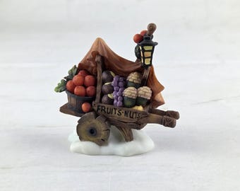 O'Well Christmas Village Figurine Fruits & Nuts Cart