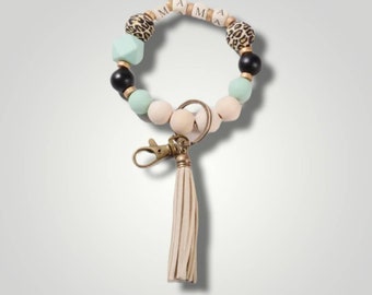 Mama Leopard Keychain Bracelet Blue Mother's Day Gift Idea