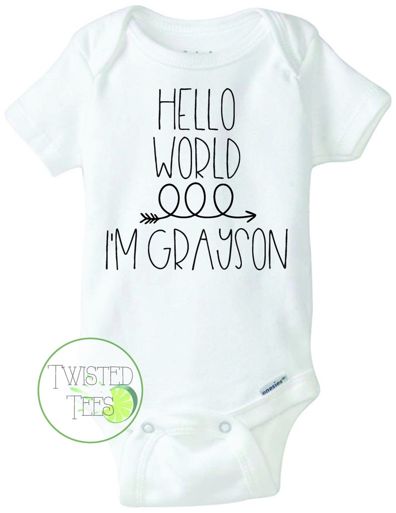 hello world personalised baby grow