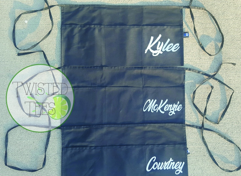 Server Waitress Apron Customized with Name Logo Monogram Custom Unisex Men Women Restaurant