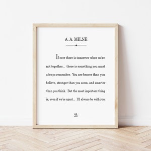 A.A.Milne Sign Book Page Print, A.A. Milne Quote, You are braver than you  believe, Always Remember, Winner the Pooh Quote Canvas Print