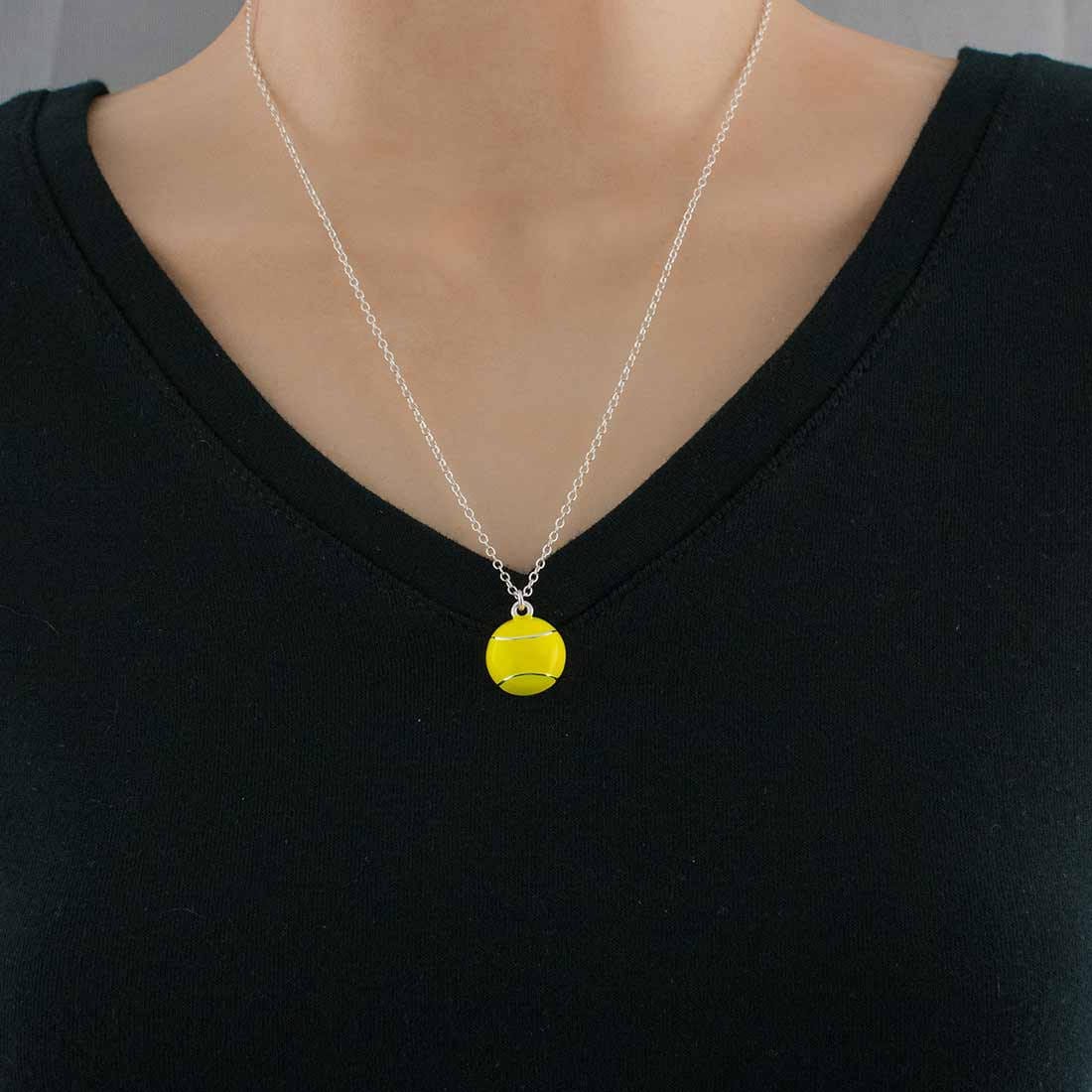 Tennis Necklace Tennis Ball Charm Necklace Etsy