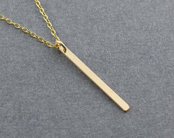 Gold Bar Necklace, Gold Necklace, Gold Pendant Necklace