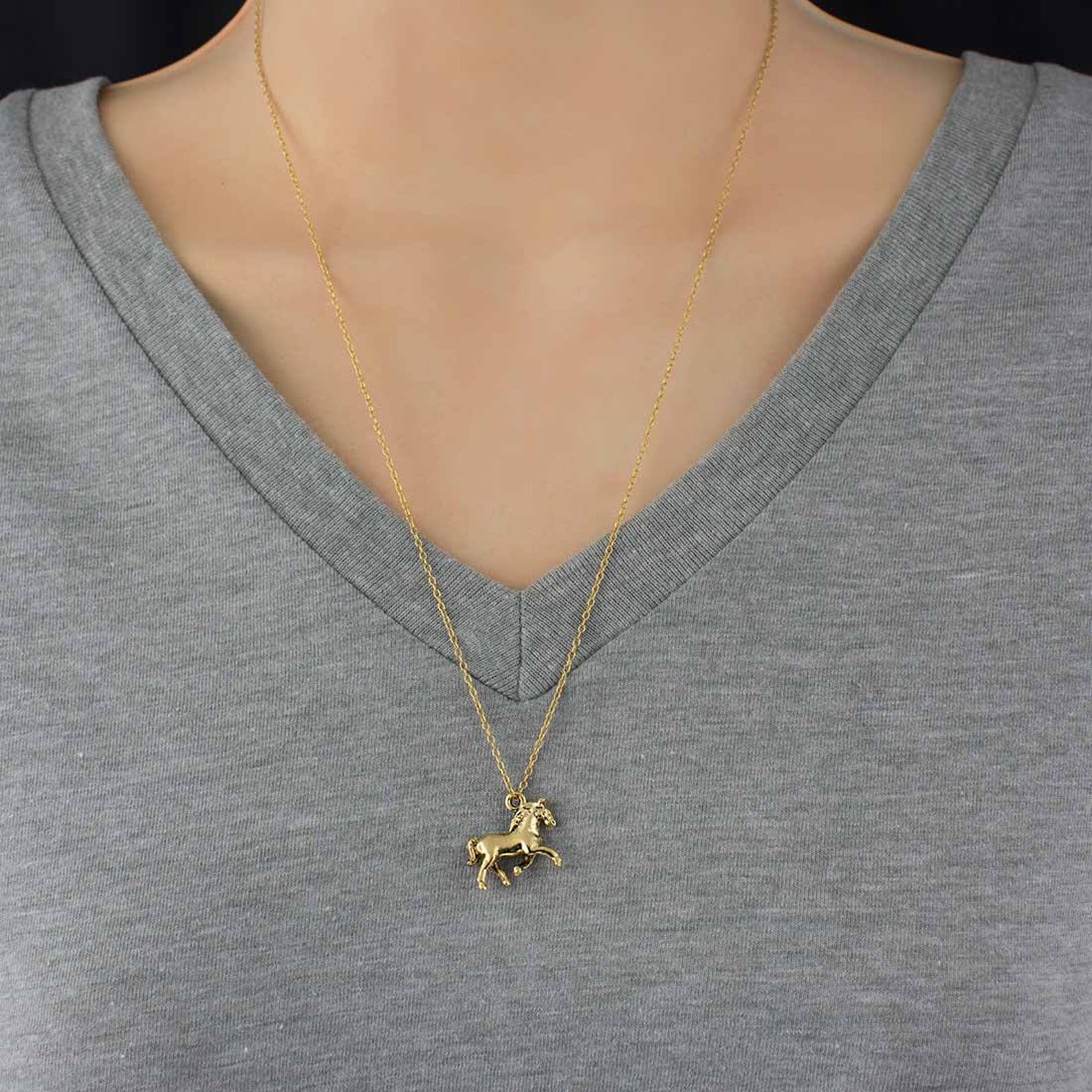 Horse Necklace Gold Horse Necklace Etsy