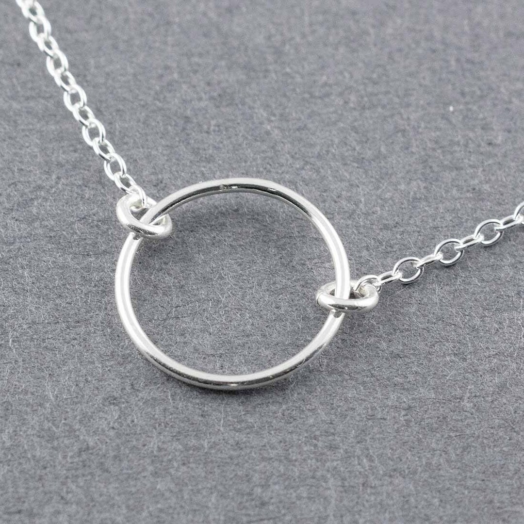 Sterling Silver Circle Necklace, Circle Necklace Silver, Circle Pendant