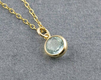 Blue Topaz Necklace, Topaz Necklace, Simple Gold Necklace