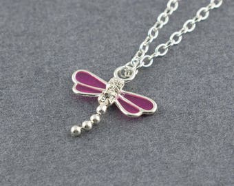 Purple Dragonfly Necklace