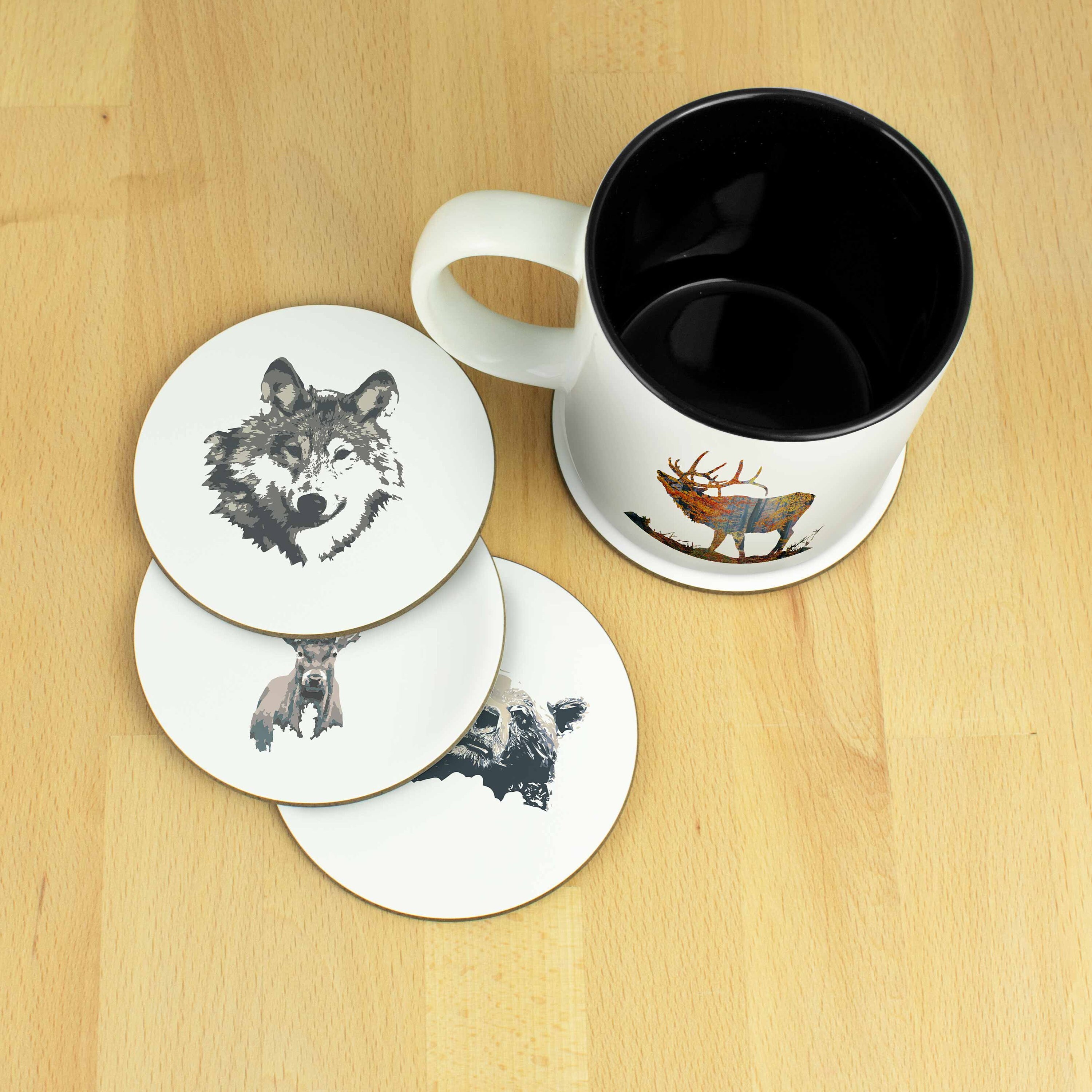 Animal Coasters 4 pack of glossy printed durable hardboard Etsy