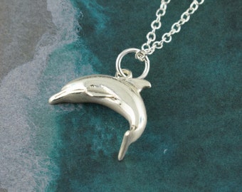 Dolphin Necklace, Silver Dolphin Necklace, Sea Life Necklace