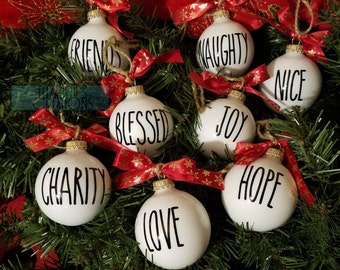 Ornaments, Rae Dunn Inspired, Christmas Tree Ornaments, Rustic Christmas Ornaments, Rustic Christmas, Ornaments Christmas Set,Tree Ornaments