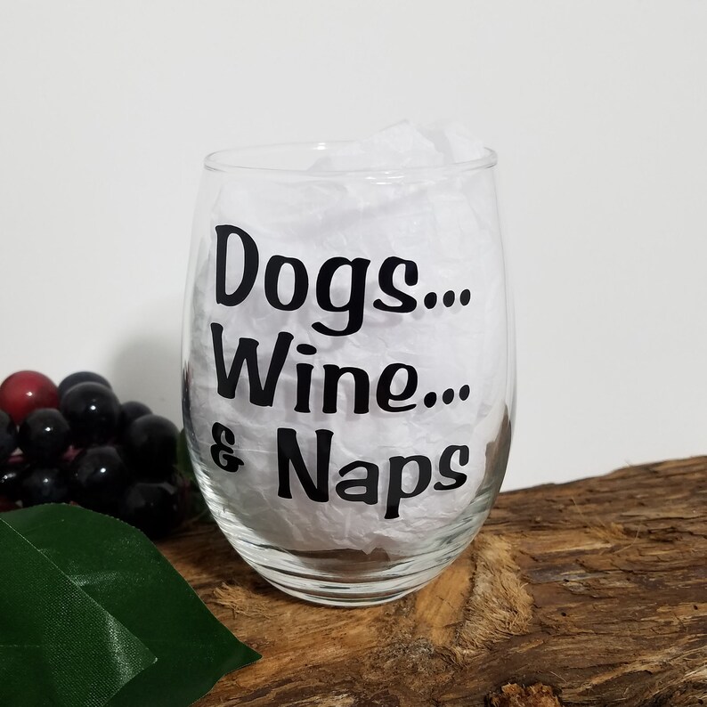 Dogs Wine and Naps Wine Glass Gift for Dog Lover Funny Etsy
