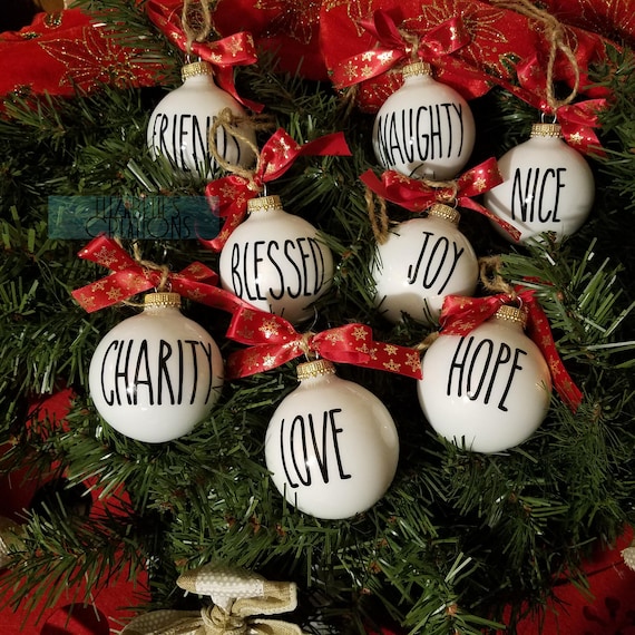 Ornaments Rae Dunn Inspired Christmas Tree Ornaments Rustic Etsy