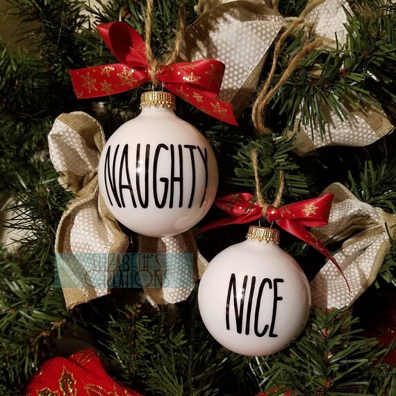 naughty nice ornaments funny christmas ornaments rustic etsy