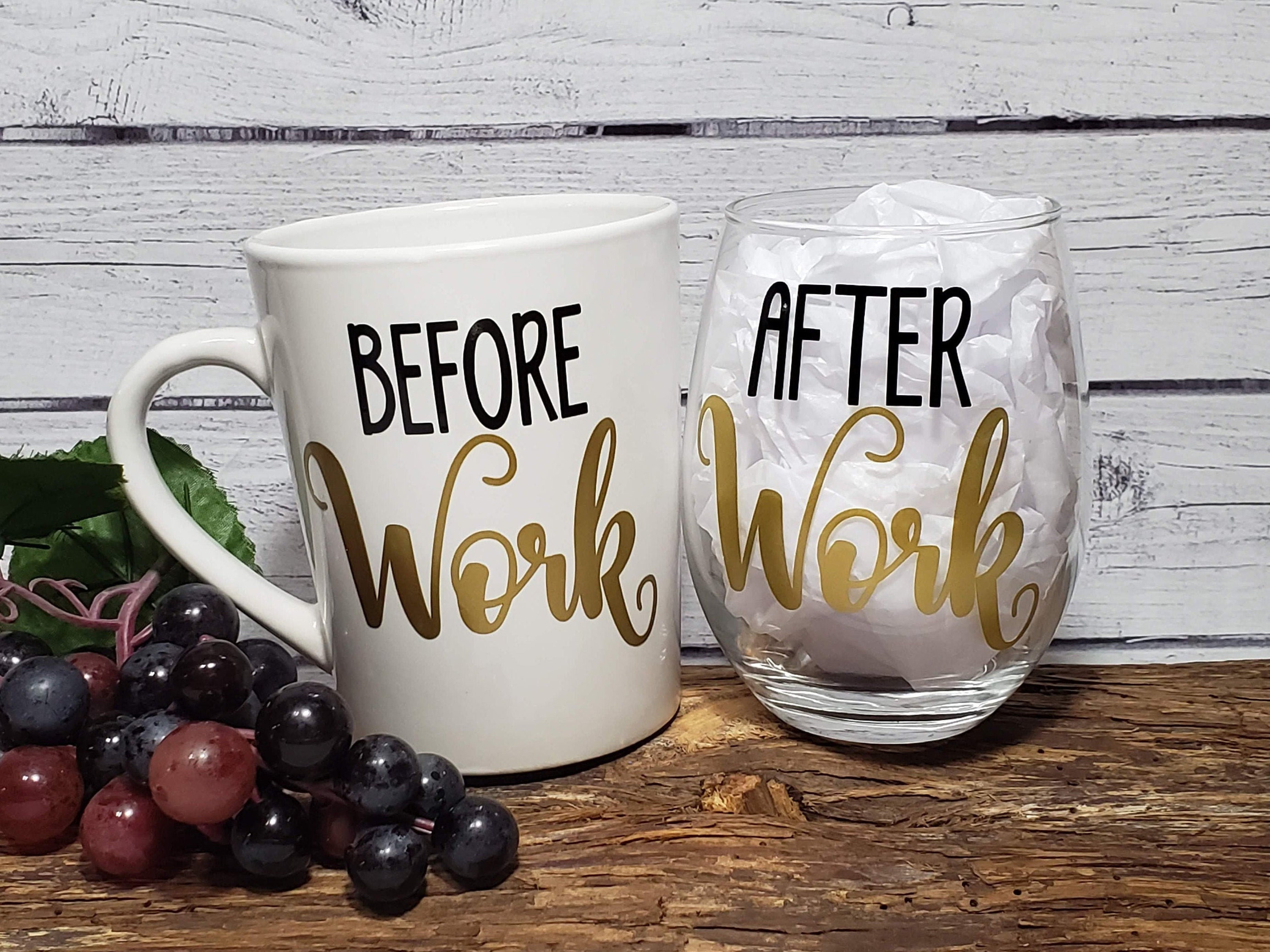 Before Work After Work Coffee Mug and Wine Tumbler Set — Griffco Supply