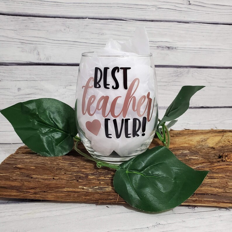 Christmas Gift Best Teacher Ever Wine Glass Teacher Gifts Etsy UK