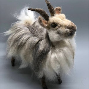 Needle felted goat, white, made to order