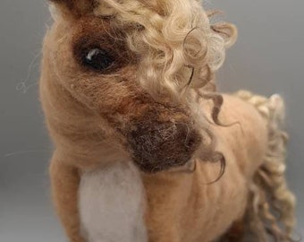 Needle felted pony, tan - available immediately.