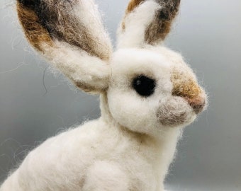 Needle felted Snowshoe Hare, made to order