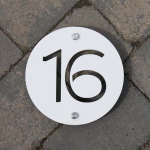 Modern House Number Sign: Laser Cut Acrylic Plaque (15 cm)