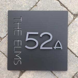 Modern Floating House Number Sign: Laser Cut Acrylic, Custom Road Name