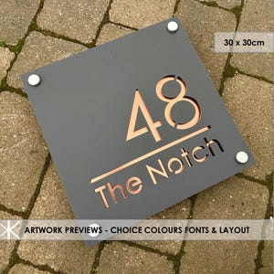 Modern House Number Sign: Custom Acrylic Door Plaque (30 x 30 cm)