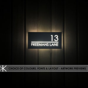 Modern Illuminated House Number Sign: LED Backlit Address Plaque (30x15cm)