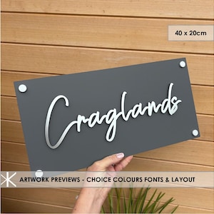 Hausnummer in Schreibschrift: 3D Hausnummer Schild (40 x 20 cm)