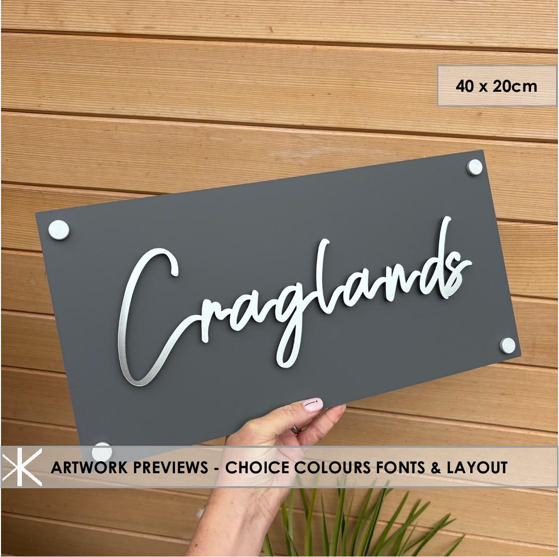 Cursive House Sign Modern Cursive House Number Sign: 3D Home Address Plaque (40 X 20 Cm ...