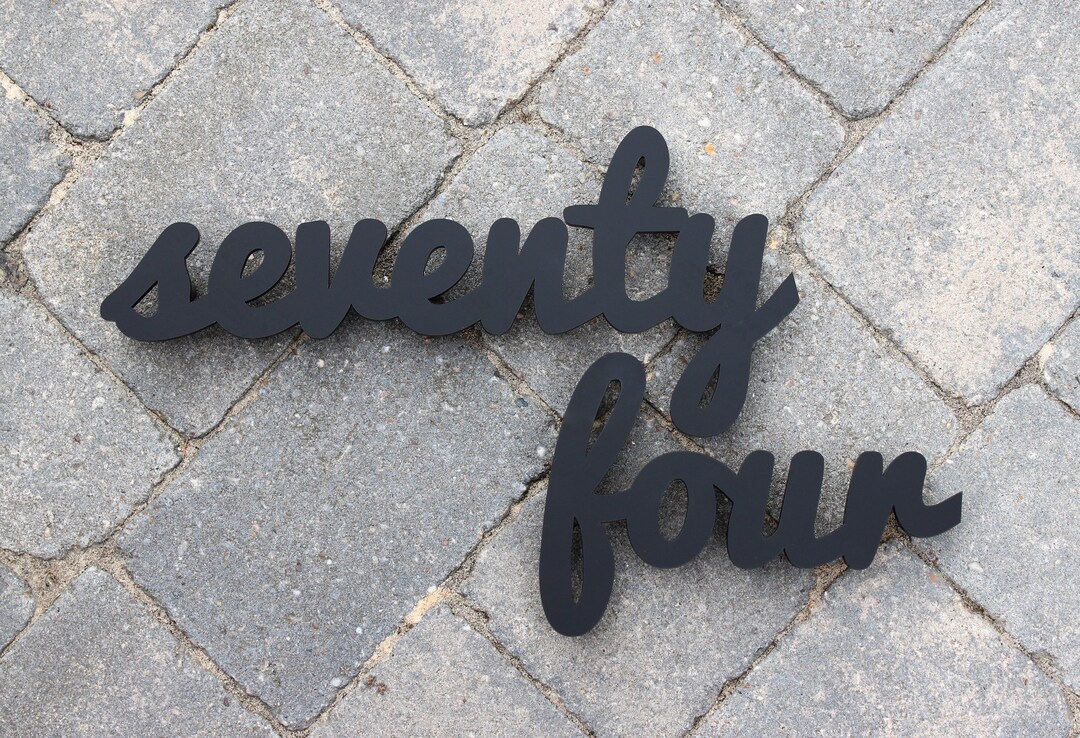 Cursive Handwriting House Number Sign, Unique Laser Cut Floating Words