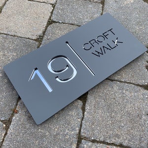 Modern Acrylic House Number Sign: Laser Cut, Custom Address Plaque (30cm x 15cm)