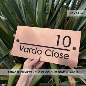 Custom Laser Cut Acrylic House Sign: Modern Door Number Plaque 30 x 15 cm)