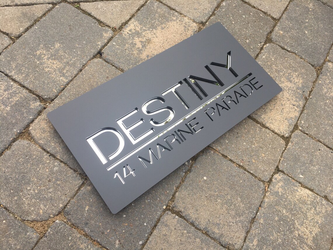 Bespoke House Name and Number Door Sign 40 X 20 Cm Unique Etsy