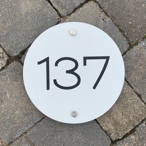 Modern Round House Number Sign: Laser Cut Acrylic Plaque (30 cm)