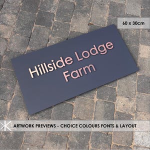 Très grande plaque 3D moderne avec nom ou numéro de maison, 60 x 30 cm, plaque d&#39;adresse de maison moderne, très grande
