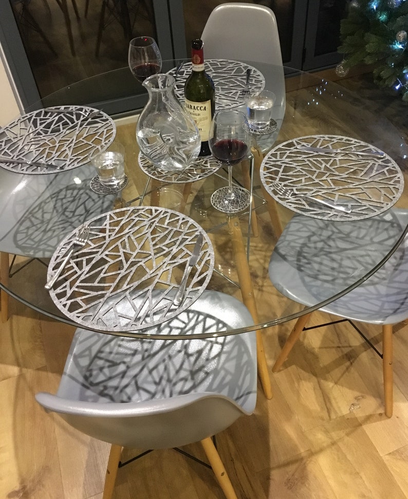 Modern Placemat / Table Mat and Coaster set Large Round Etsy