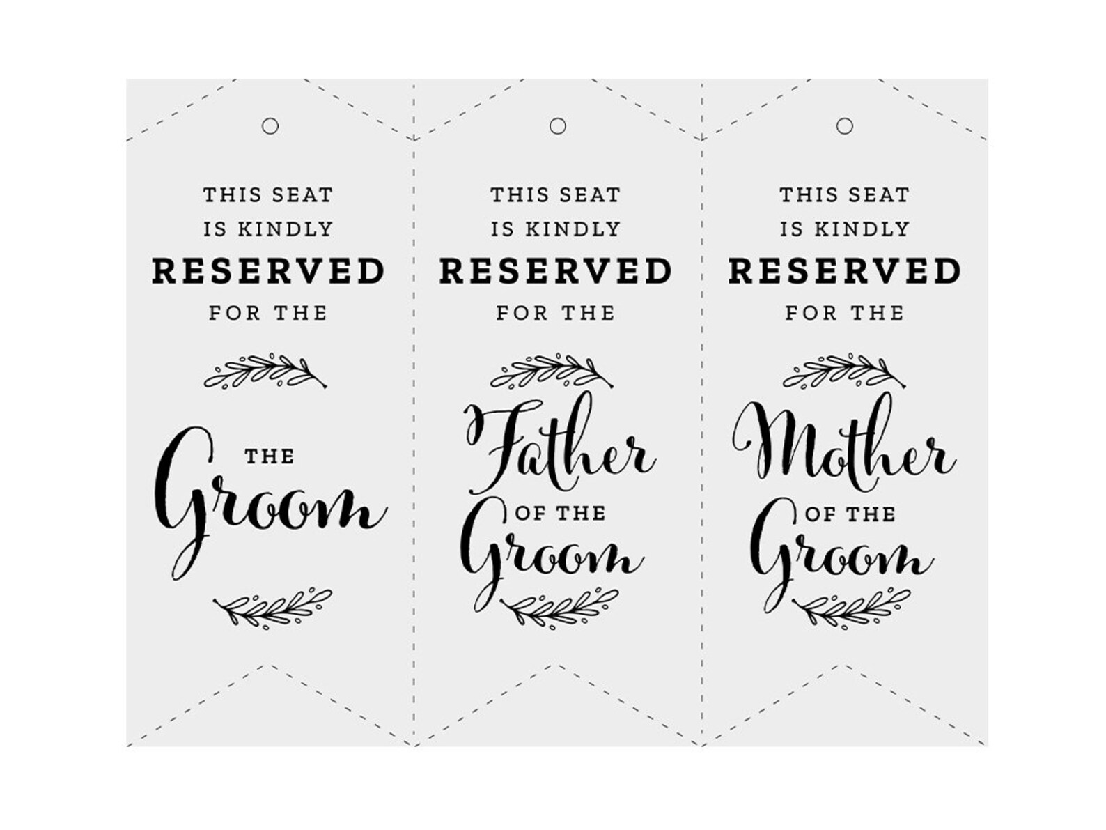 Wedding Chair Reserved Tags Printable Download for Weddings US Etsy