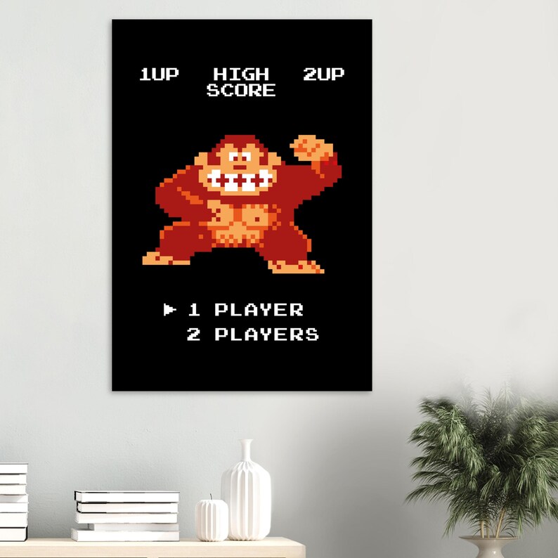 8-bit Donkey Kong Video Game Art Print – Retro Arcade Wall Decor, Pixel ...