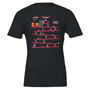 Donkey Kong Arcade Game Screen T-shirt (5 Colours) Unisex Bella + Canvas 3001 T-shirt, Donkey Kong, Mario, Pauline