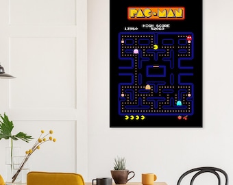 Pac-Man Arcade Art Print – Retro Gaming Poster, 8-Bit Pixel Wall Decor, Classic 80s Video Game, Vintage Gamer Gift