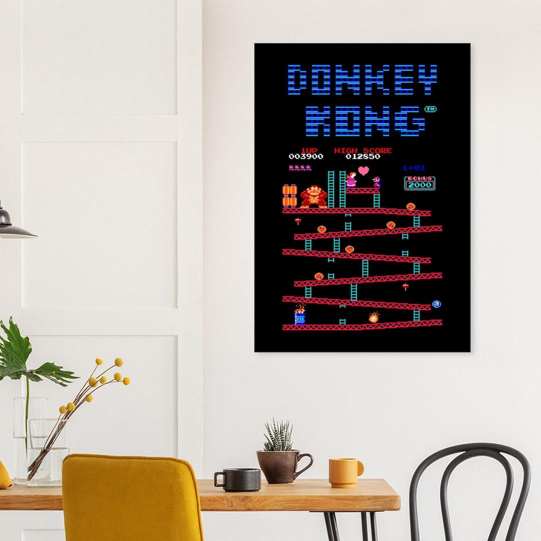 Donkey Kong Arcade Art Print – Retro Gaming Poster, 8-bit Pixel Wall ...