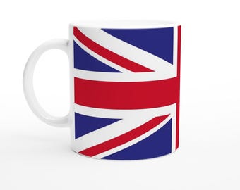 White 11oz Ceramic Mug - Featuring a Bold Union Jack Print
