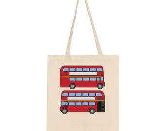 Routemaster Bus Tote Bag – Eco-Friendly Cotton Bag, 4 Colours Available with 3 Double-Sided Design Options