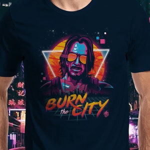 Burn the City T-Shirt Unisex Women Kids Awesome Retro Video Game Parody Clothes image 1